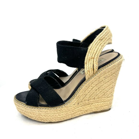 Steve Madden Shoes - Steve Madden Eira Black Beige Espadrille Platform Sandals Women's 6.5